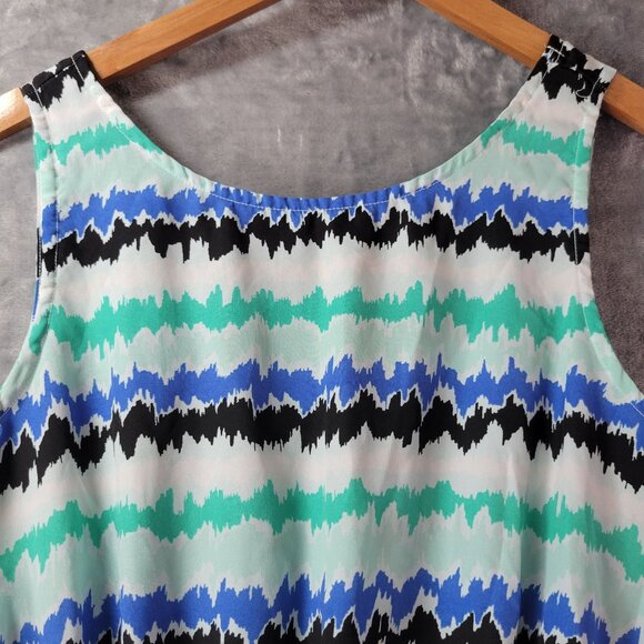 George Womens Mini Dress S Blue‎ Green Black Abstract Print Sleeveless Summer - Picture 6 of 10